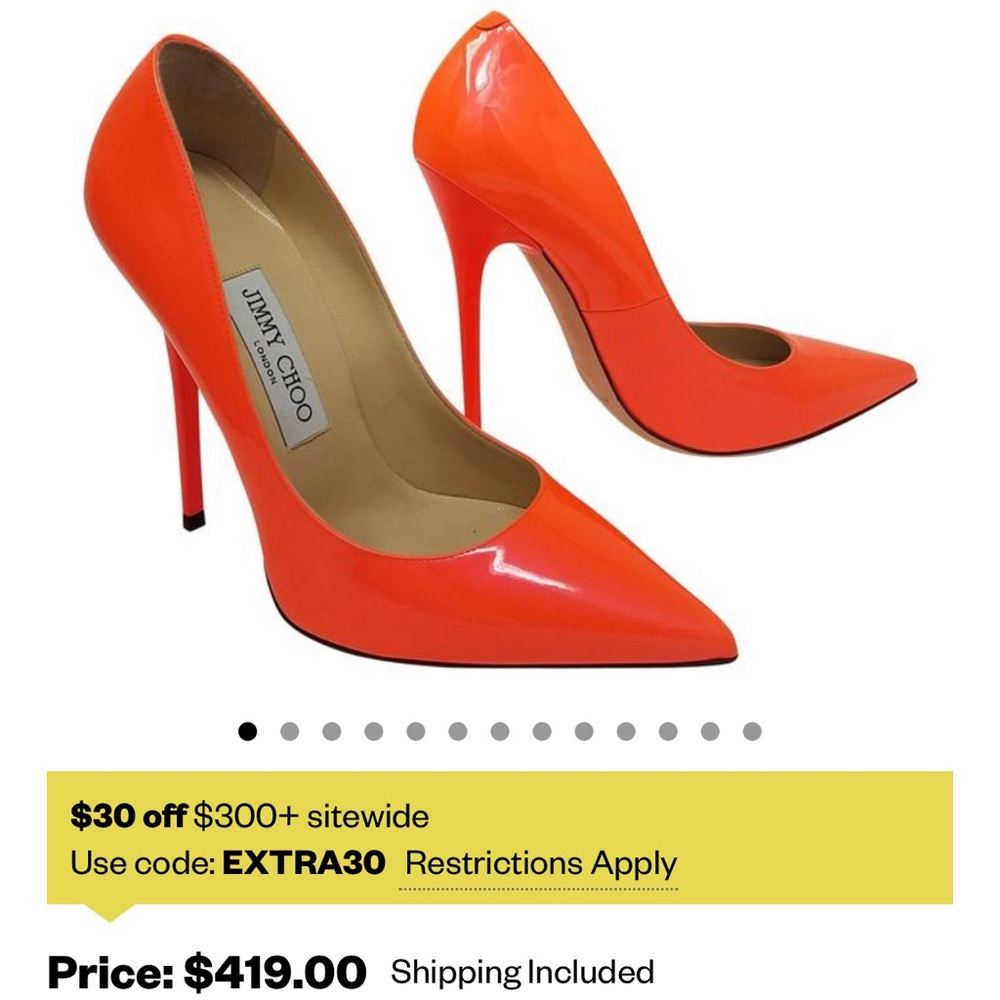 Jimmy Choo Orange Red Patent Leather Anouk Pointed-toe Pumps 37